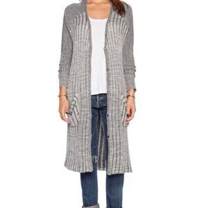 Free People Gray Slouchy Cardigan Duster Sz Small